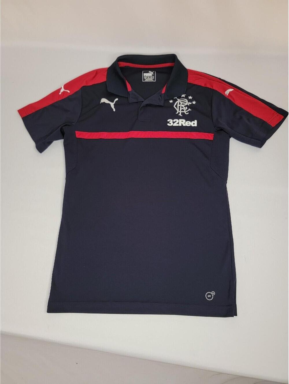 Glasgow Rangers Polo Shirt 32red Puma 32 Red Medium M Navy Blue Soccer
